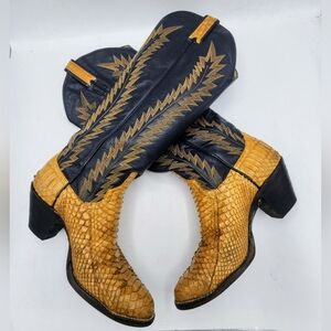 Vintage Women’s Python and Leather Cowboy Boots